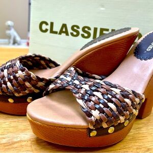 Brown and tan sandals